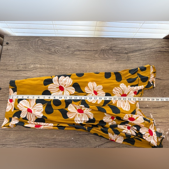 Anthropologie Eva Franco Ikebana Yellow‎ Floral Midi Skirt Size 0 - Picture 8 of 9